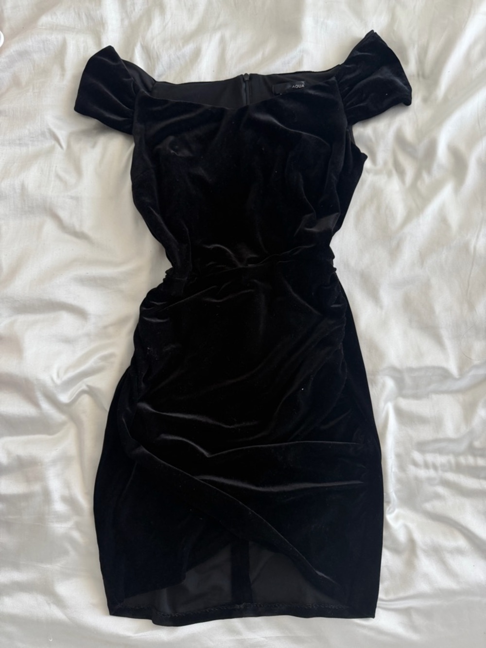 Bloomingdale's Black Velvet Off-Shoulder Mini Dress